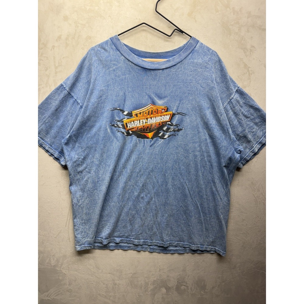Vintage Harley Davidson Shirt Mens Extra Large Acid Wash Holoubek Graphic USA 90